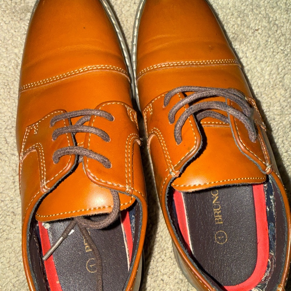 Bruno Marc Men’s Dress Shoes Brown Cap Toe Lace Up‎ Oxford Size 1 - Picture 8 of 9